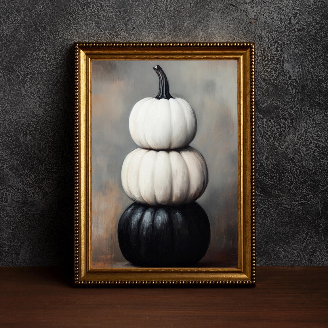 Rustic Pumpkin Halloween Art Print, Spooky Fall