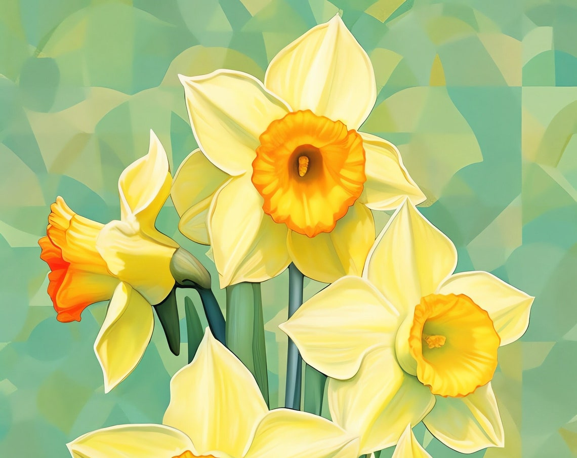 Bright Sunny Yellow Daffodil Bouquet in Spring Floral Poster