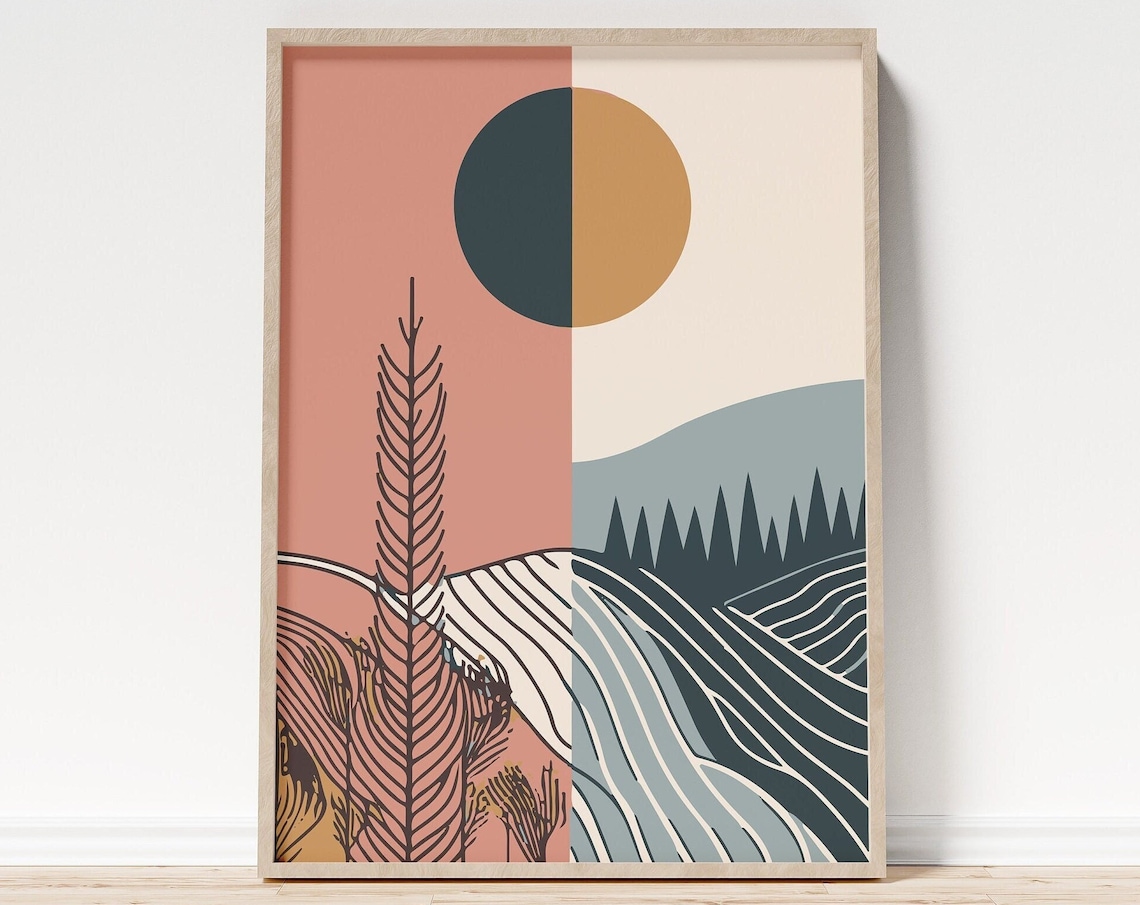 Pastel Abstract Landscape, Nordic Minimalist Art Print