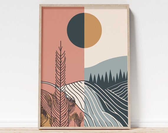 Pastel Abstract Landscape, Nordic Minimalist Art Print