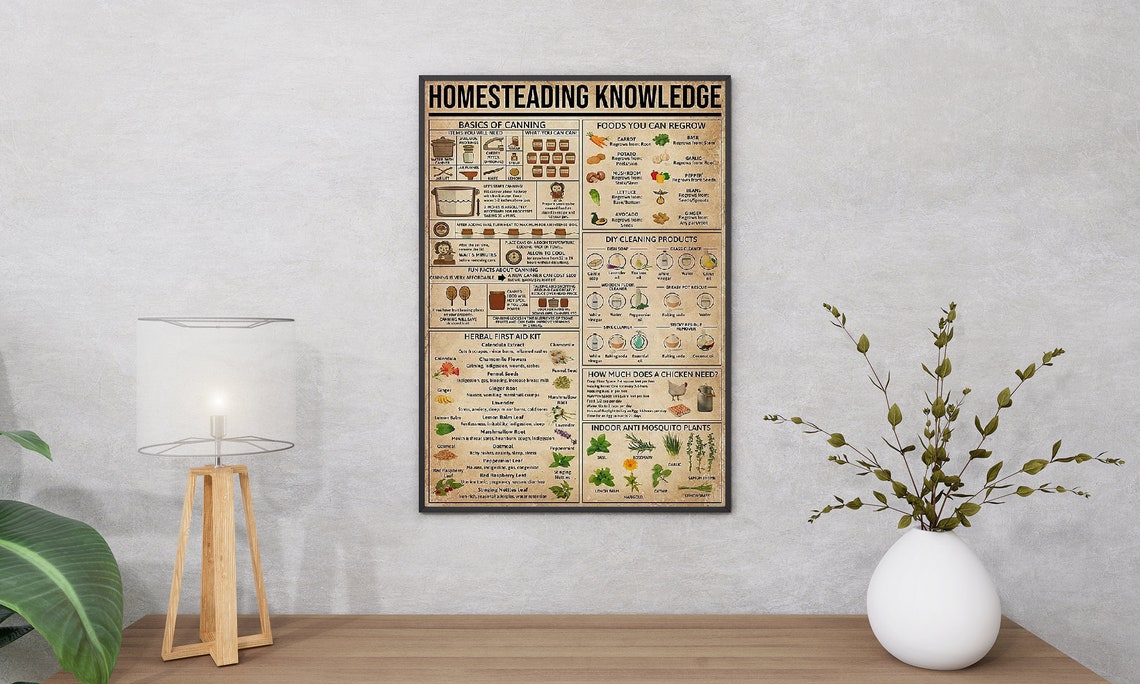 Homesteading Knowledge Canning Regrow Foods Herbal First Aid Poster - Image 2