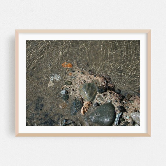Idaho Beach Pebbles in Clear Shallow Water Nature Photography Poster