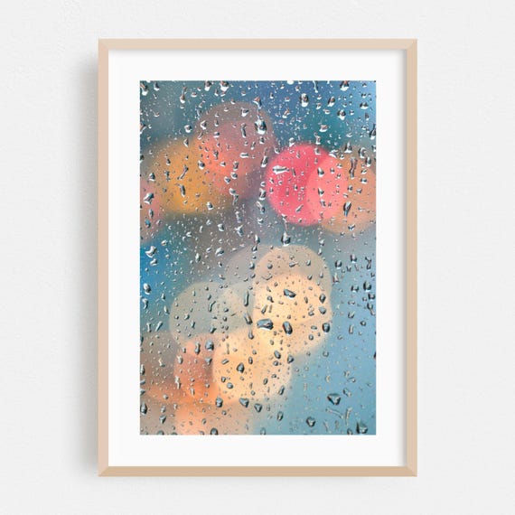 Abstract Print Water Wall Art Moody Framed Photography Home Decor Downtown In The Rain 1 Poster