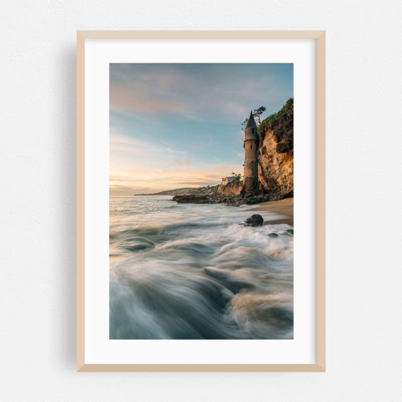 Laguna Beach Print Wall Art Coastal Framed Ocean Home Decor Sunset Poster Waves Fine Landscape Lighthouse