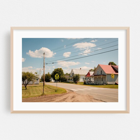 Quiet Vermont Village Road With Classic Red Roof Homes Art Print