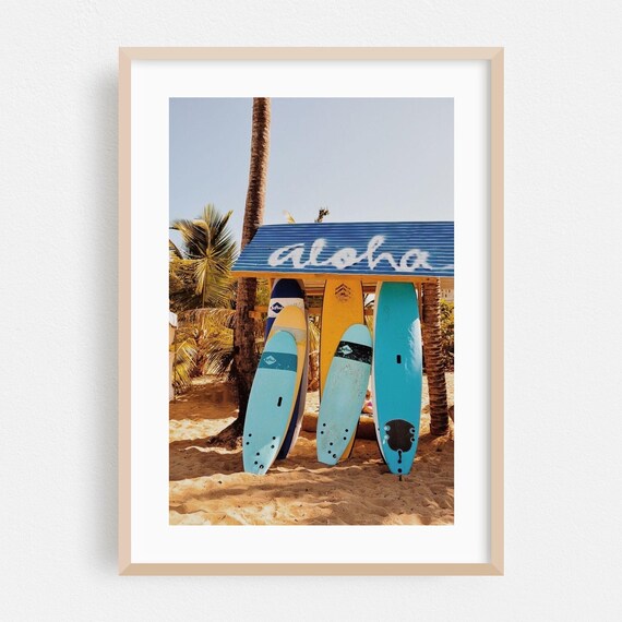 Isabela Print Puerto Rico Wall Art Surfboard Framed Beach Home Decor Tropical Poster Palm Tree Fine Vintage Ocean Summer
