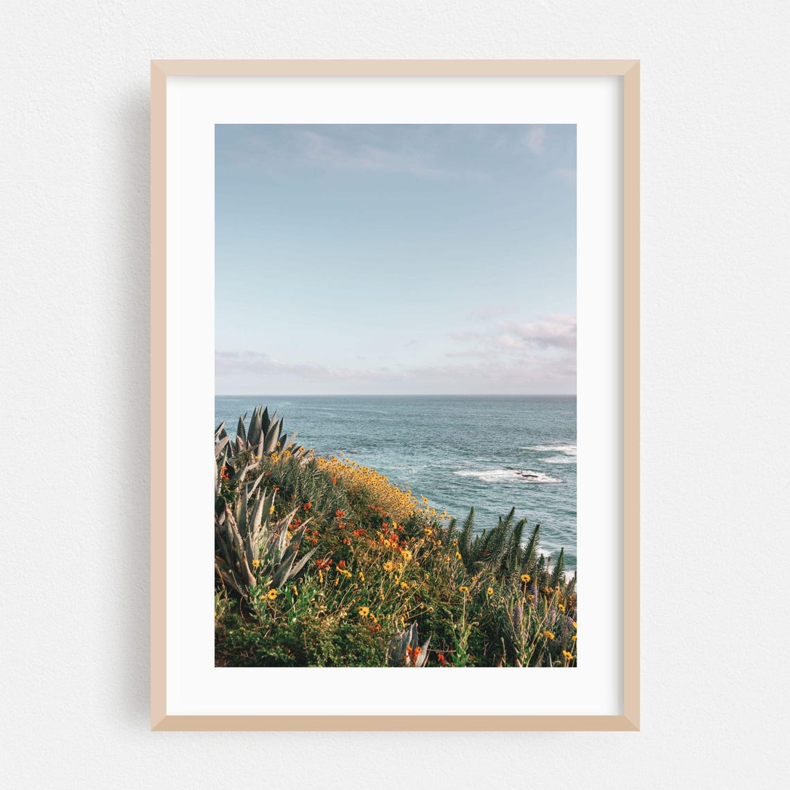 Laguna Beach Daytime Wildflower Cliffside Ocean View Fine Art Poster