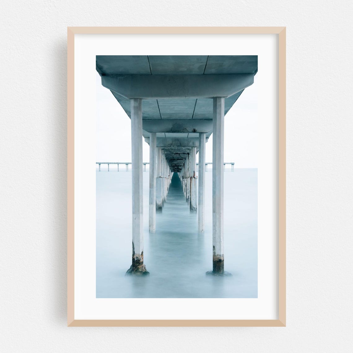 Under The Ocean Beach Pier Long Exposure Misty Seascape Art Print