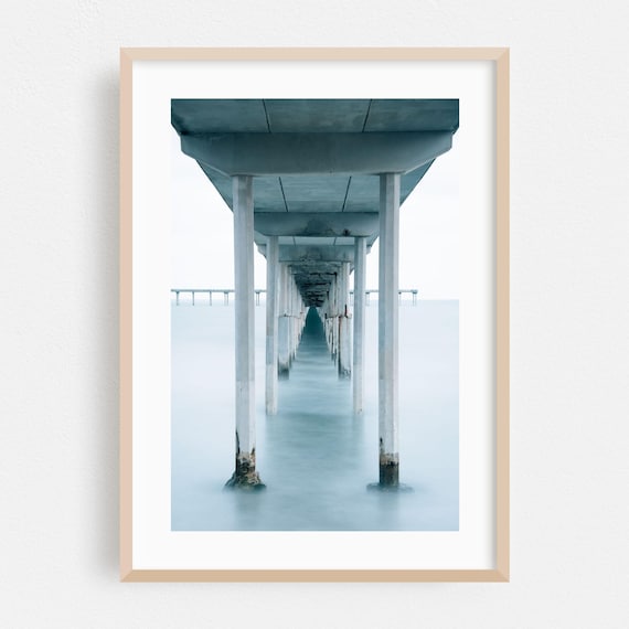 Under The Ocean Beach Pier Long Exposure Misty Seascape Art Print