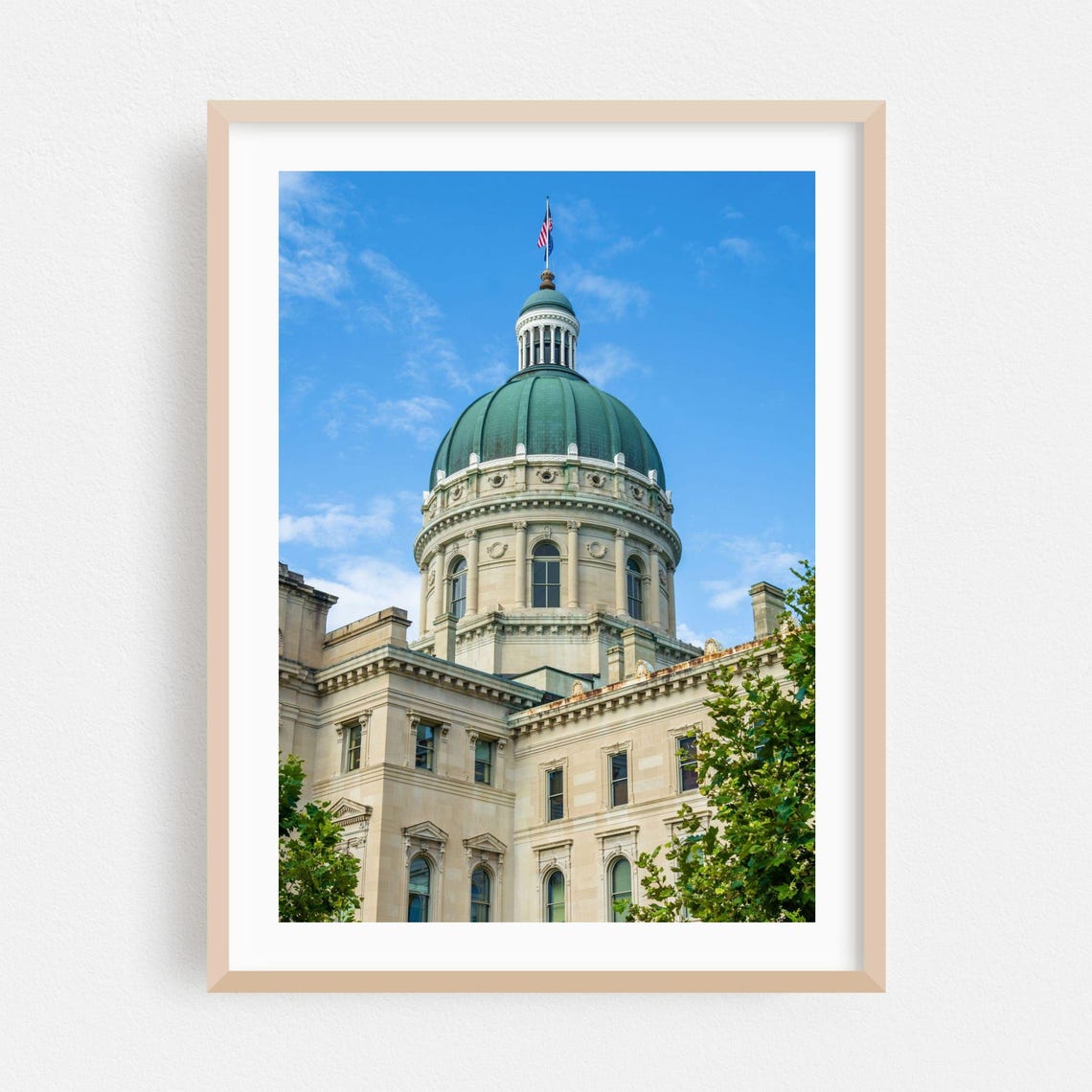 Indiana Statehouse Dome Indianapolis Landmark Architecture Travel Poster