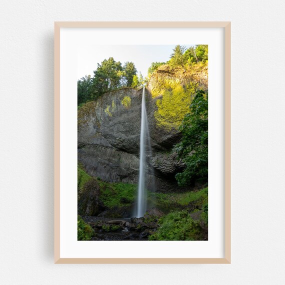 Latourell Falls Oregon Waterfall Nature Photography Poster With Basalt Cliffs