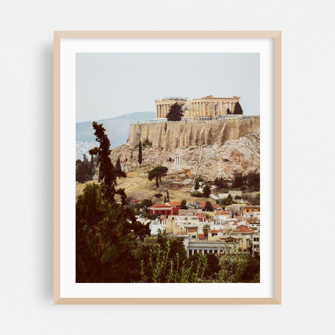 Athens Greece Acropolis Parthenon Above Old Town Cityscape Photo Poster