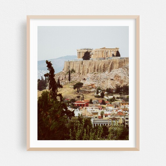 Athens Greece Acropolis Parthenon Above Old Town Cityscape Photo Poster