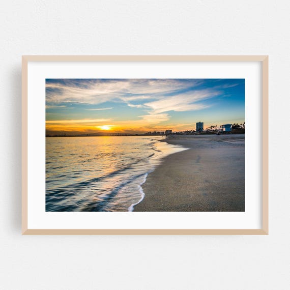 Long Beach Sunset Coastal Landscape Poster Print