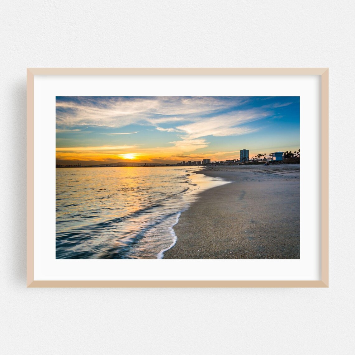 Long Beach Sunset Coastal Landscape Poster Print