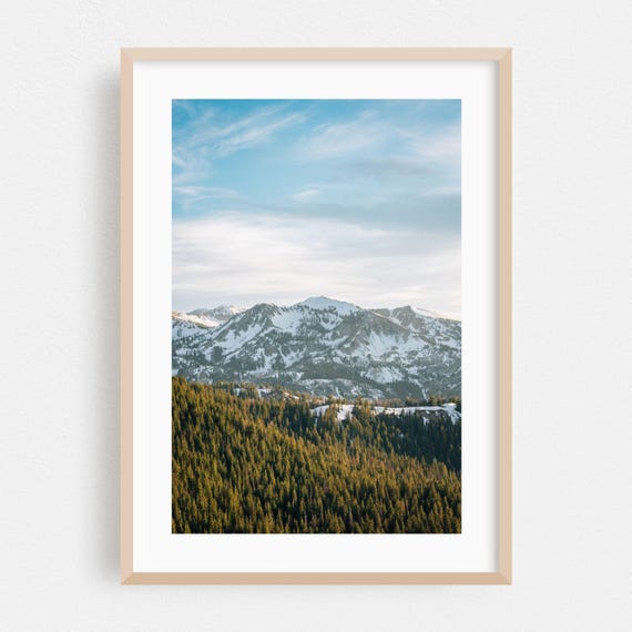 Snowy Park City Peaks Above Pine Forest Mountain Photo Poster