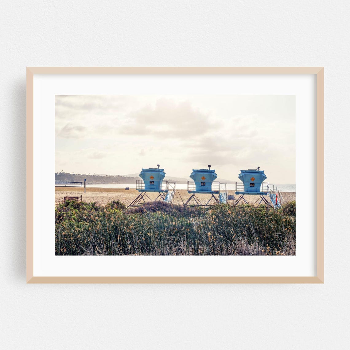 Dana Point California Blue Lifeguard Towers Beach Photo Poster