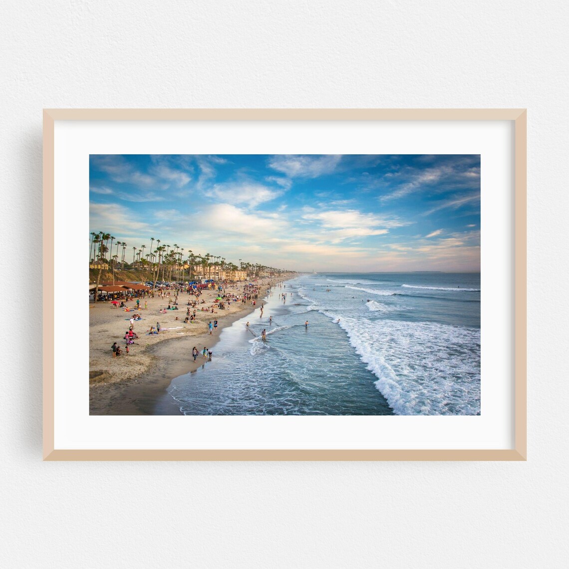 Oceanside Print Wall Art Beach Framed Coast Home Decor Palm Tree Poster Ocean Fine Surf Summer Tropical