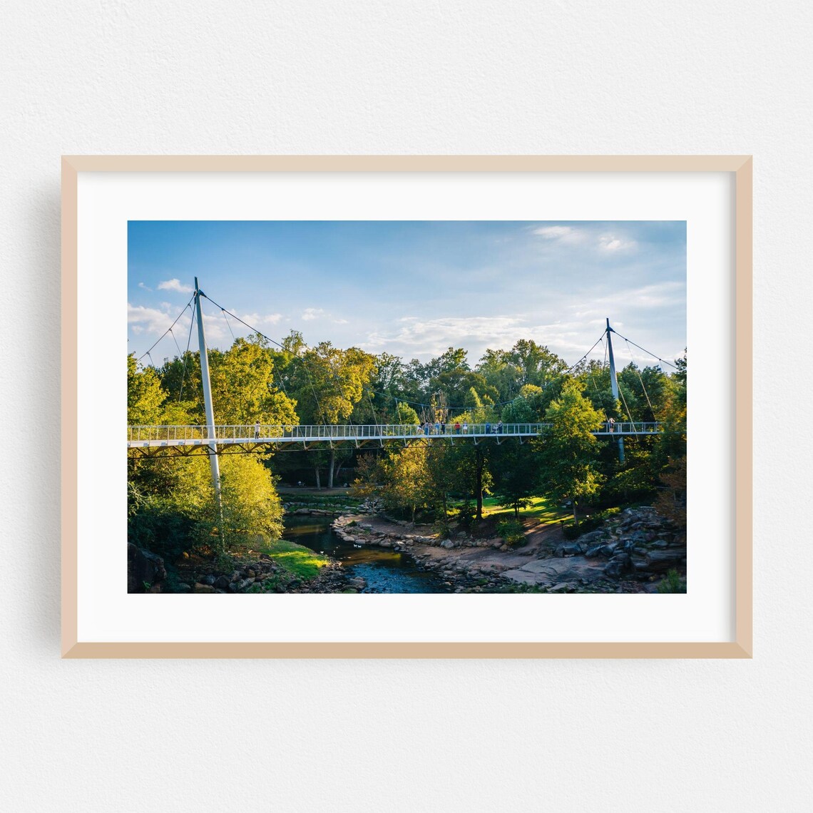 Greenville South Carolina Suspension Bridge Over River Park Poster