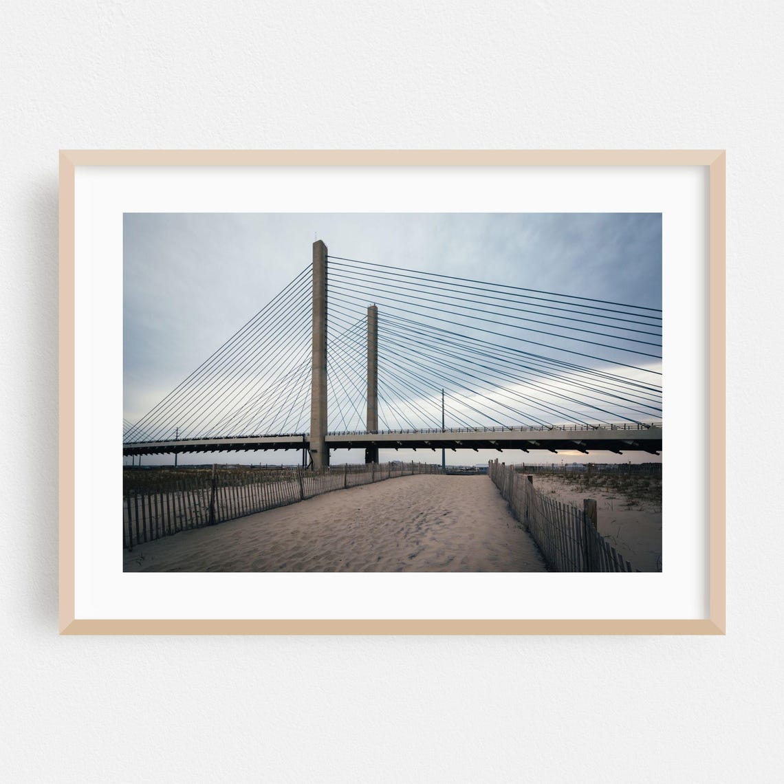 Bethany Beach Cable Stayed Bridge Sandy Dune Path Coastal Photo Poster
