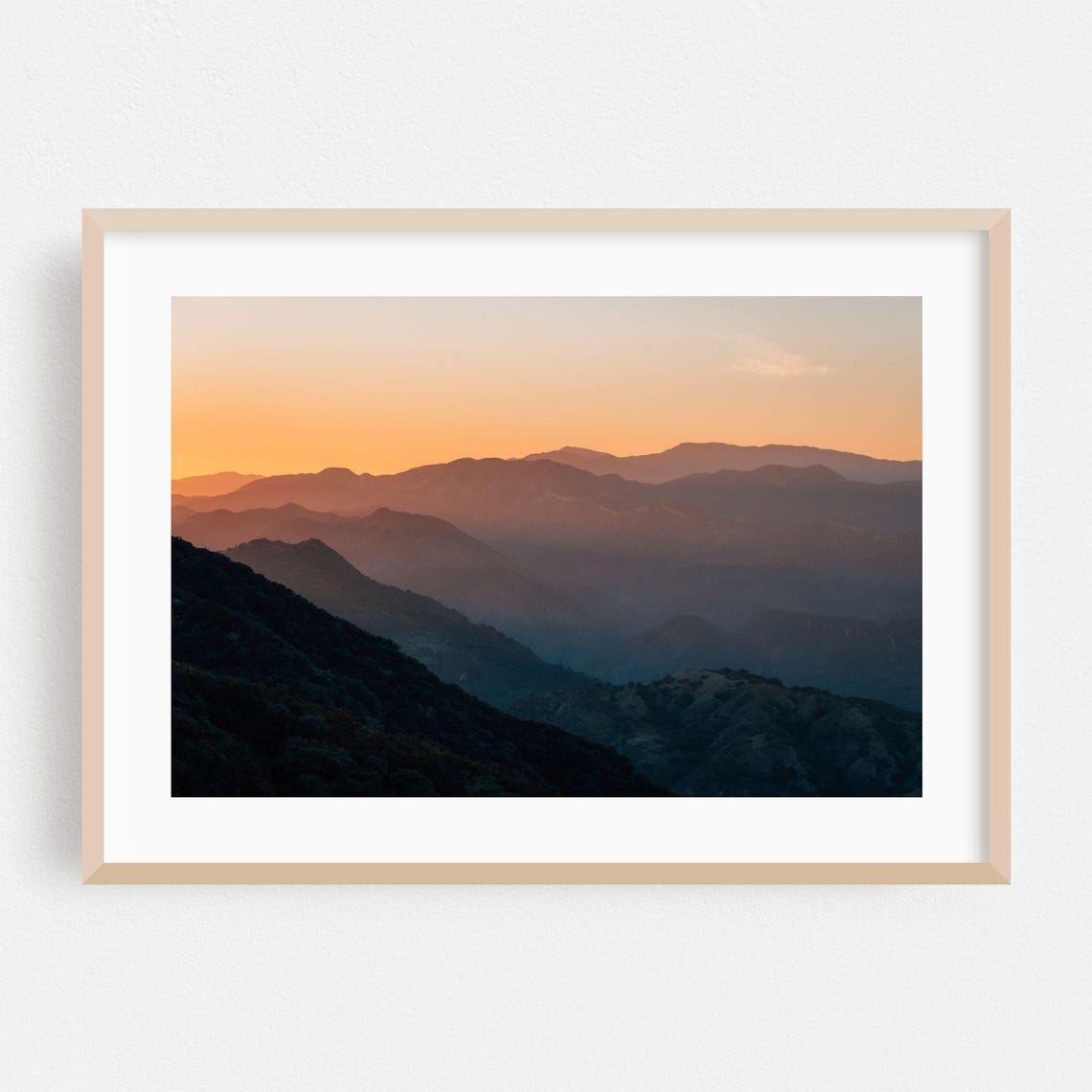 Santa Barbara Sunset Mountains Pastel Layered Ridges Photo Poster