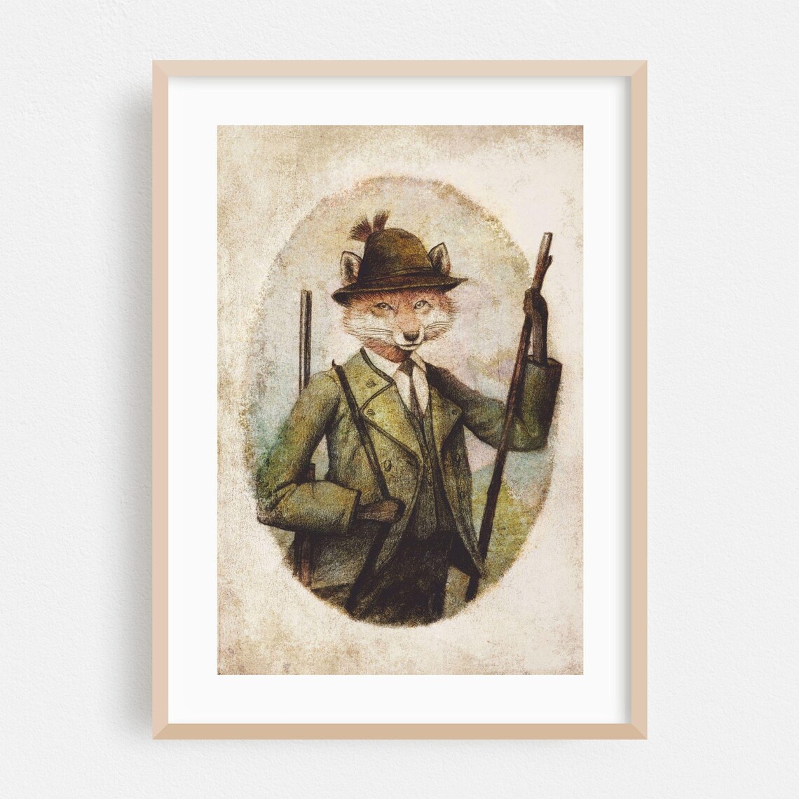Fox Huntsman Portrait Vintage Hunting Season Funny Animal Poster