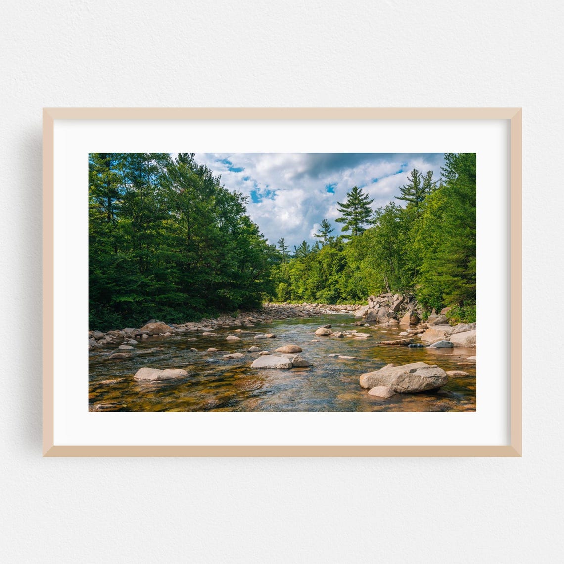 New Hampshire Rocky Forest Stream Summer Nature Scenic Photo Print