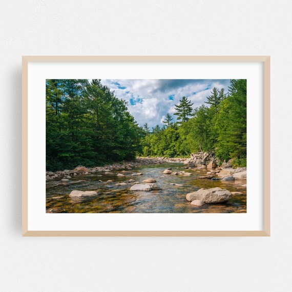 New Hampshire Rocky Forest Stream Summer Nature Scenic Photo Print