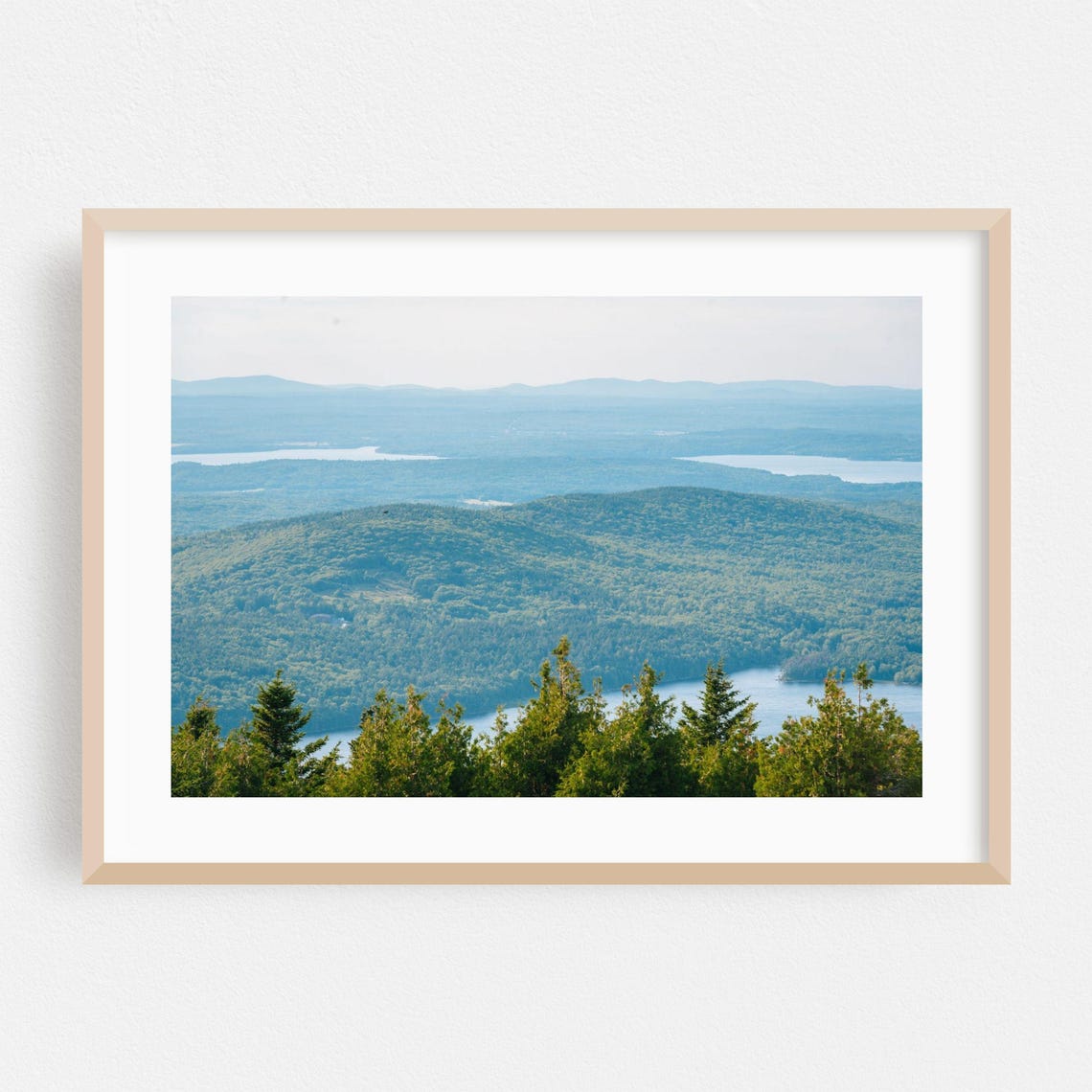 Maine Forest Hills And Lakes Blue Tone Panoramic Photo Poster