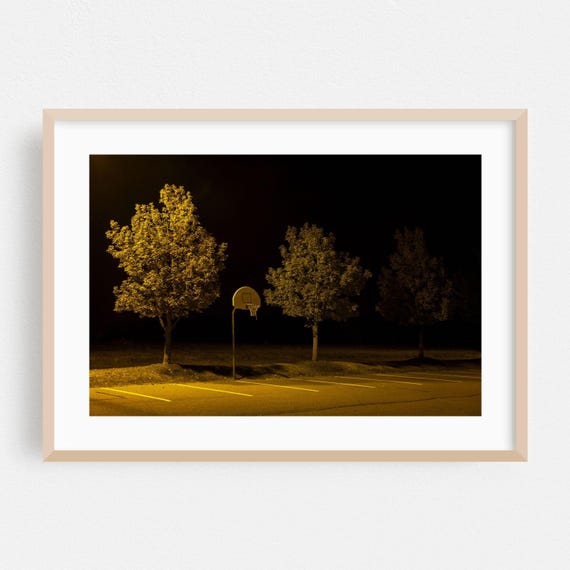 Basketball Print Nightlife Wall Art Moody Framed Sports Home Decor Autumn Poster Street Photography Fine Minimalist