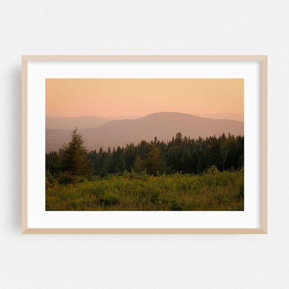 Westmore Vermont Sunset Over Rolling Forest Mountains Landscape Photo Poster