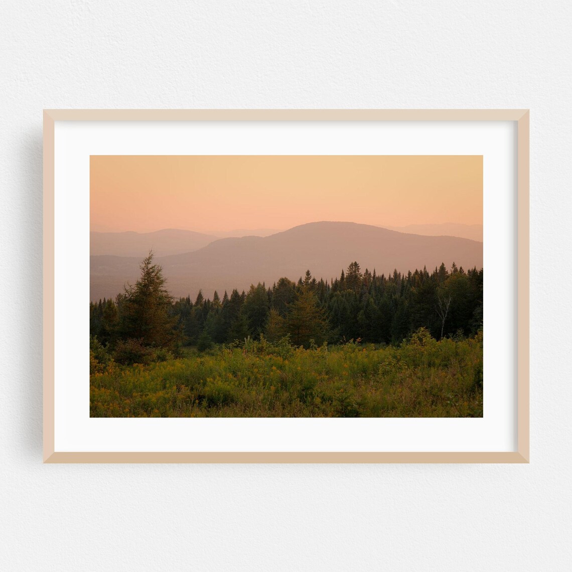 Westmore Vermont Sunset Over Rolling Forest Mountains Landscape Photo Poster