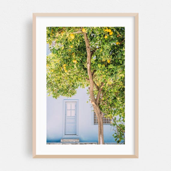 Nafplion Print Greece Wall Art Lemon Framed Mediterranean Home Decor Botanical Poster Garden Fine Pastel Architecture Summer