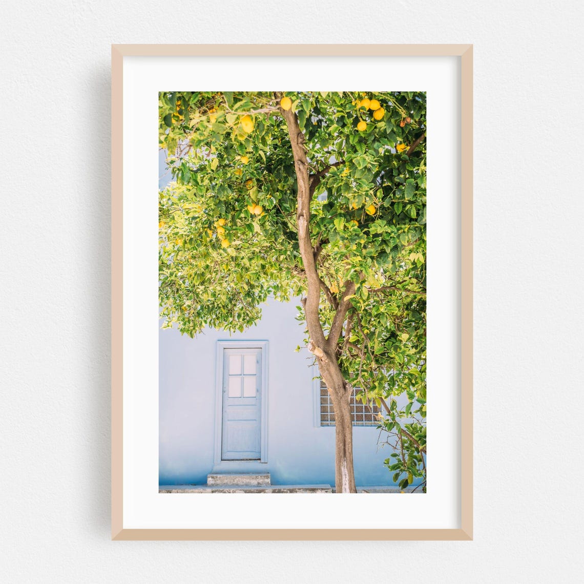 Nafplion Greece Lemon Tree Blue Door Mediterranean Photo Poster