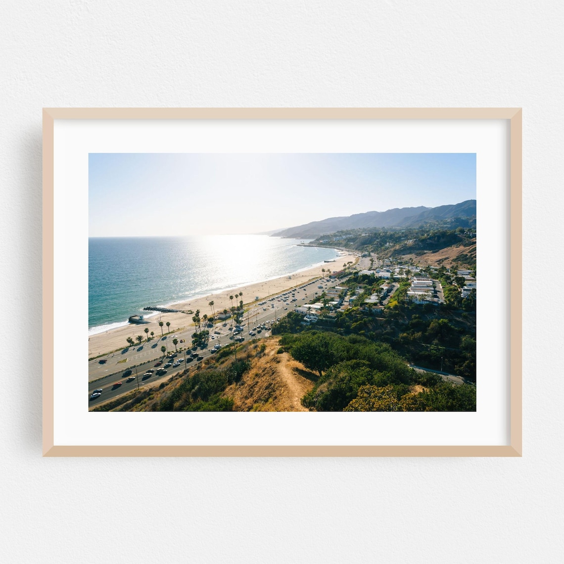 Los Angeles Aerial Beach Photo Sunlit Coastline Palms And Ocean Wall Art