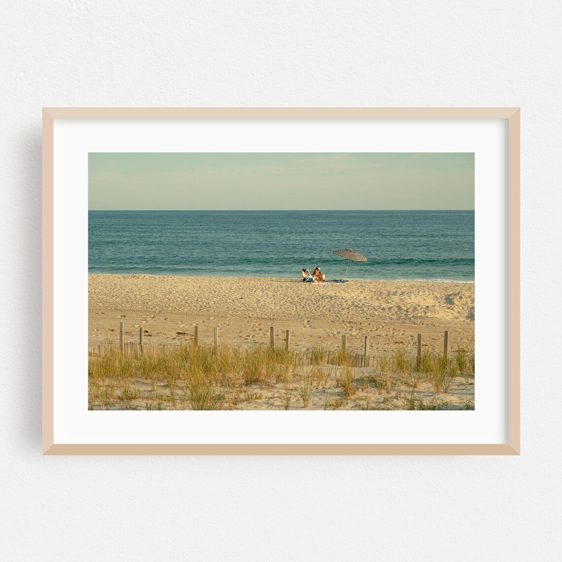 Beach Umbrella Coastal Photography Poster Sand Dunes Summer Scene View