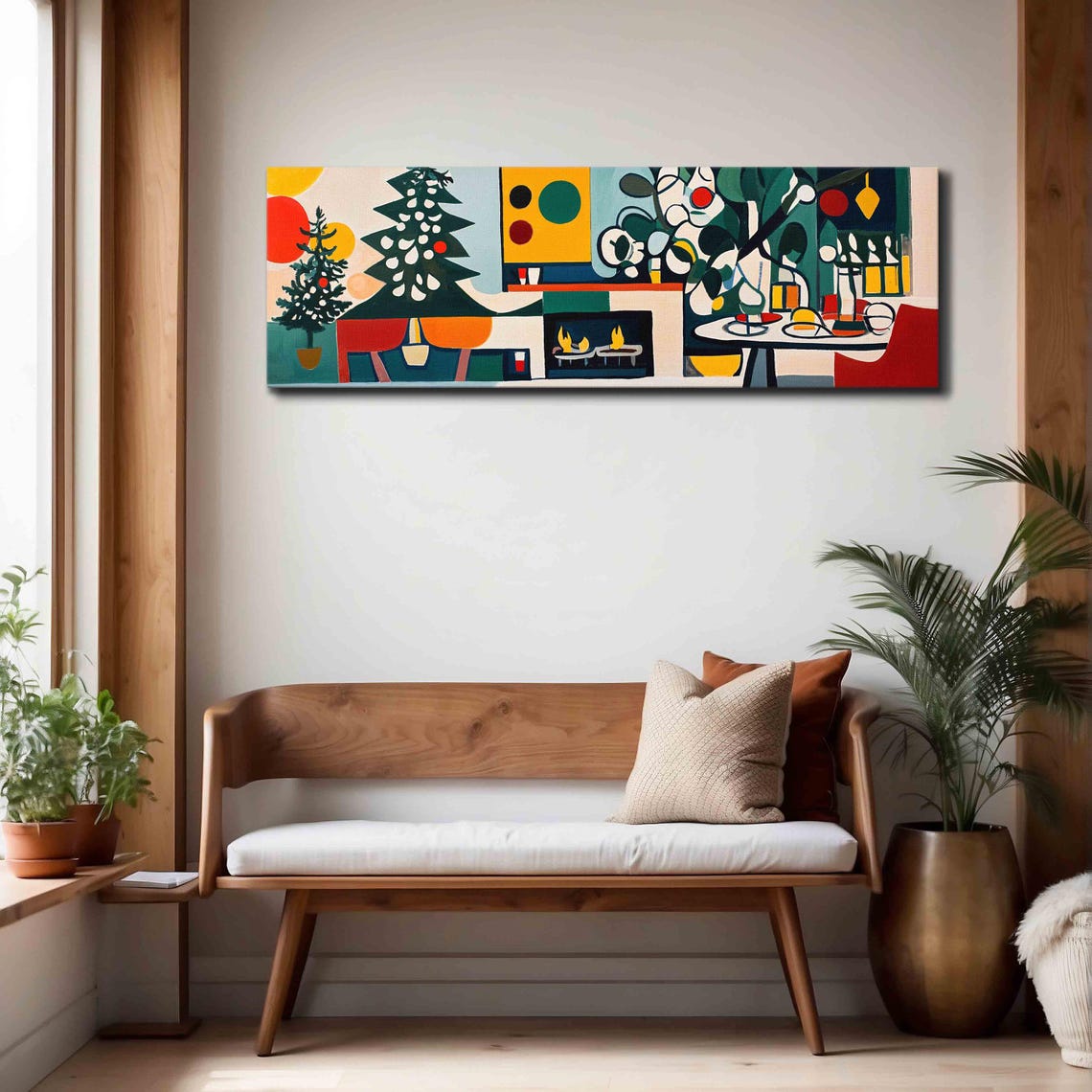 Mid Century Modern Christmas Tree Fireplace Festive Collage Art Print - Image 4