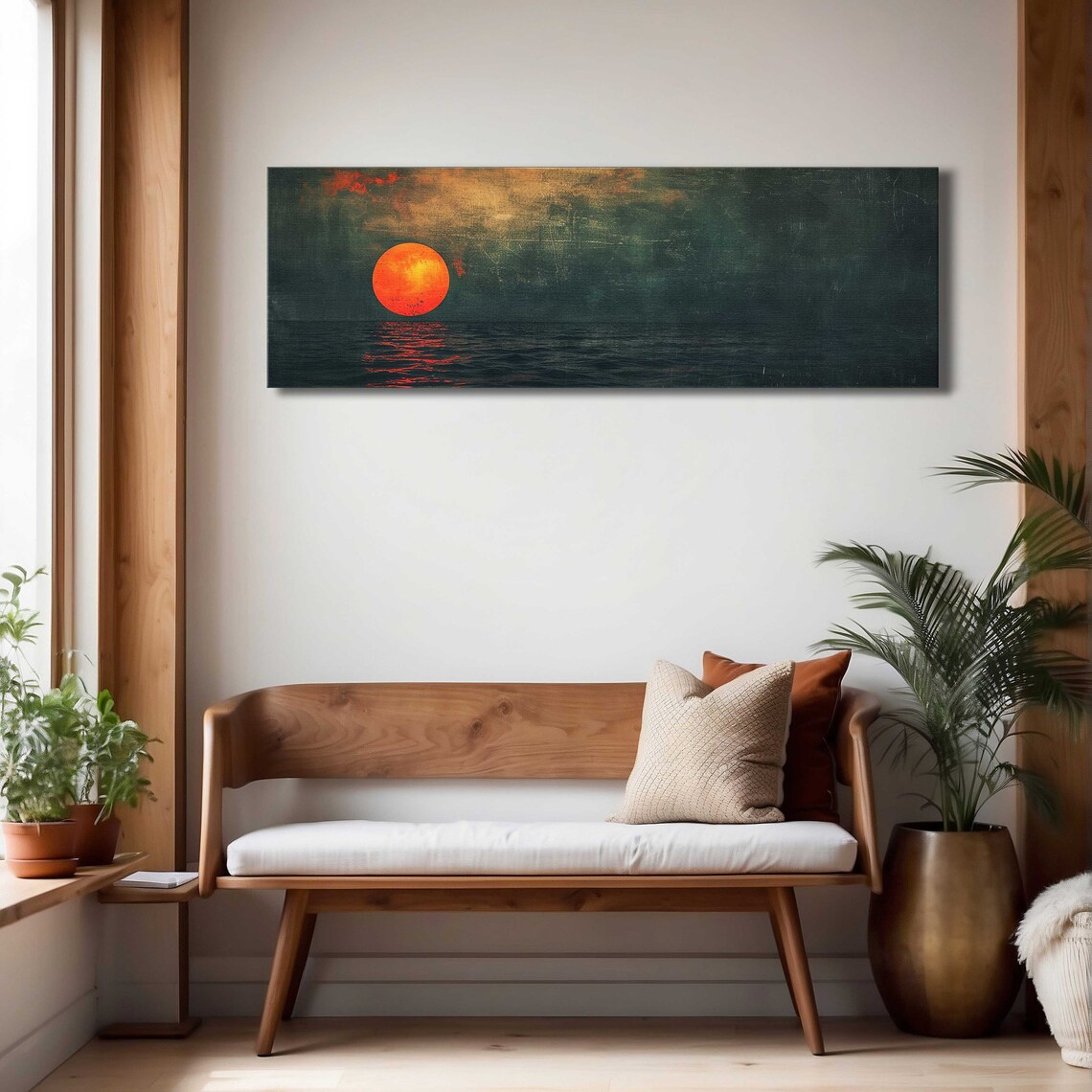 Sunset Over Emerald Green Ocean Vintage Wall Art - Image 4