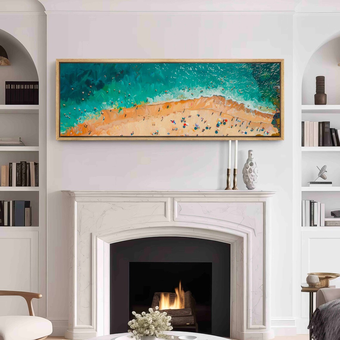 Beach Aerial Painting, Panoramic Summer Art Print - Image 3