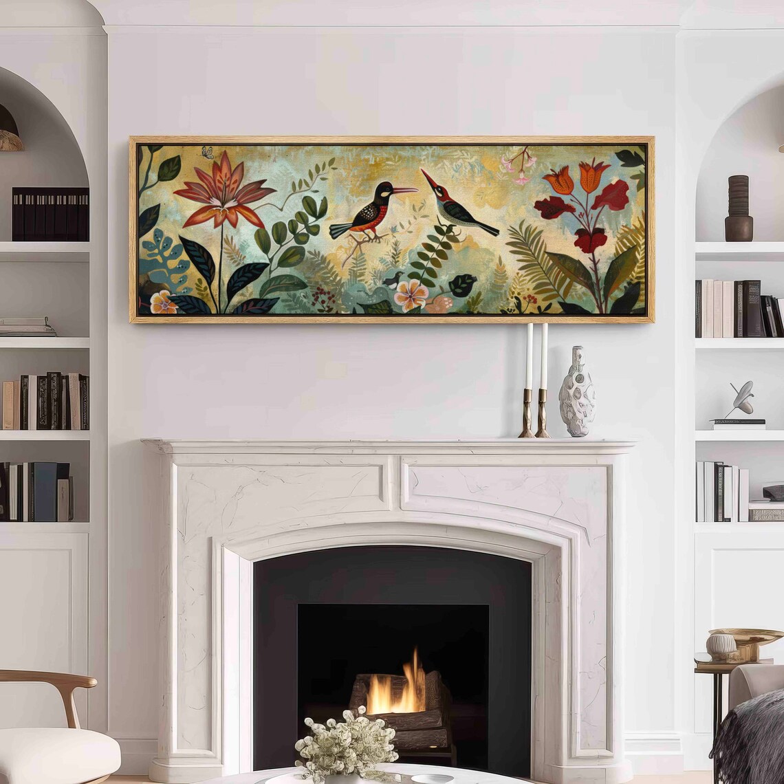 Vintage Botanical Flowers, Panoramic Wall Art Print - Image 3