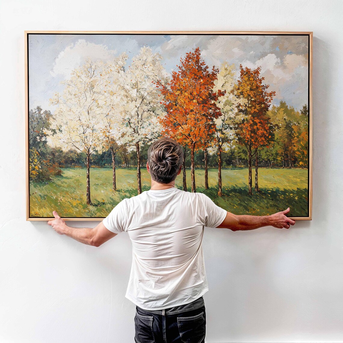 Four Seasons Tree Art Print Impressionist Landscape Fall Spring Wall Decor Nature Painting Poster Rustic Home Office Art - Image 4
