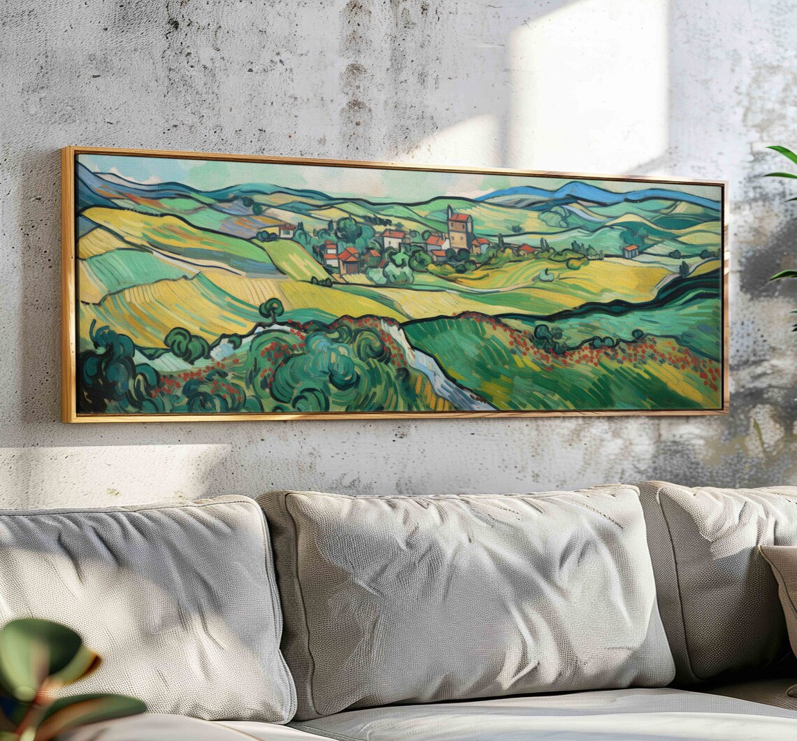 Vintage Panoramic Landscape Art Print, Horizontal