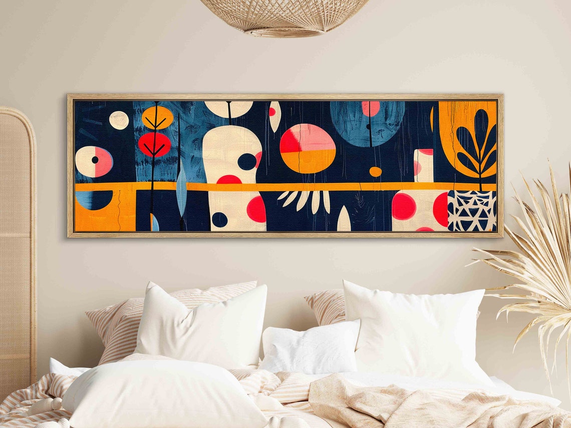 Framed Mid Century Modern Wall Art Geometric Colorful Modern Print Horizontal Wall Art Panoramic Print Wide Minimal Modern Wall Decor - Image 2
