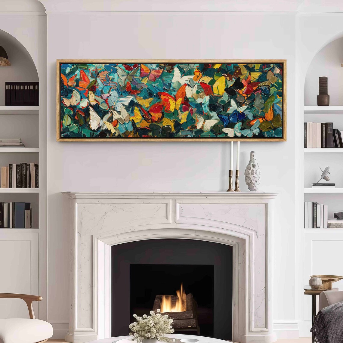 Modern Butterflies Abstract Panoramic Wall Art Print - Image 3