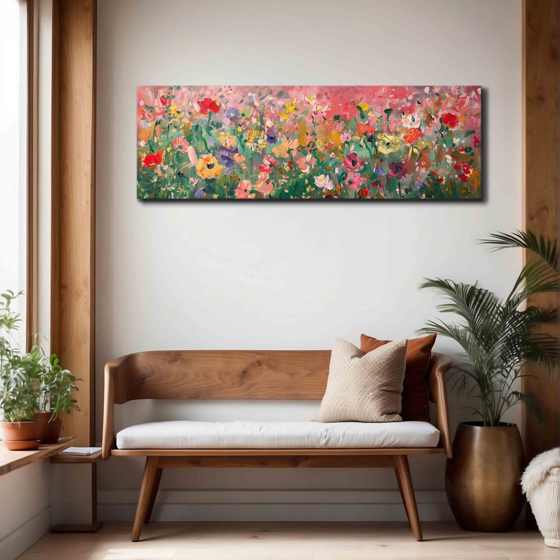Impressionist Wildflower Meadow Colorful Panoramic Floral Art Print - Image 4