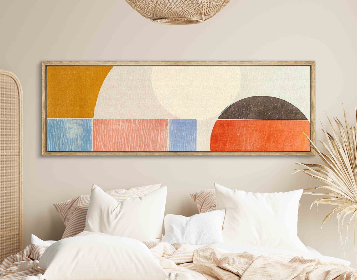 Mid Century Modern Geometric Arch Abstract Panoramic Framed Art Print - Image 2