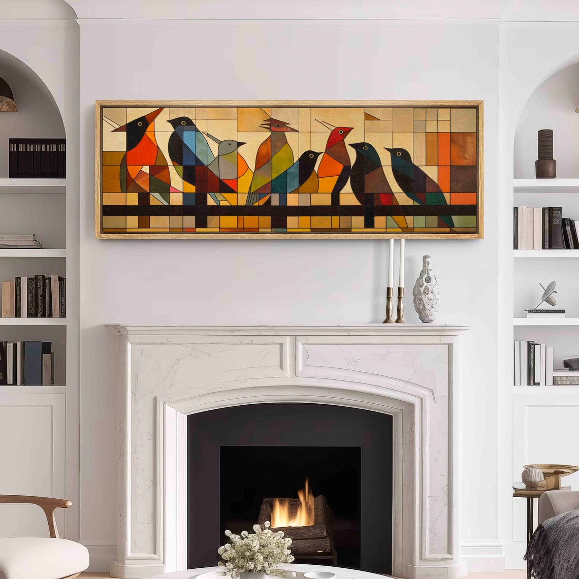 Birds on Wire Mid-Century Modern Panoramic Art Print - Image 3