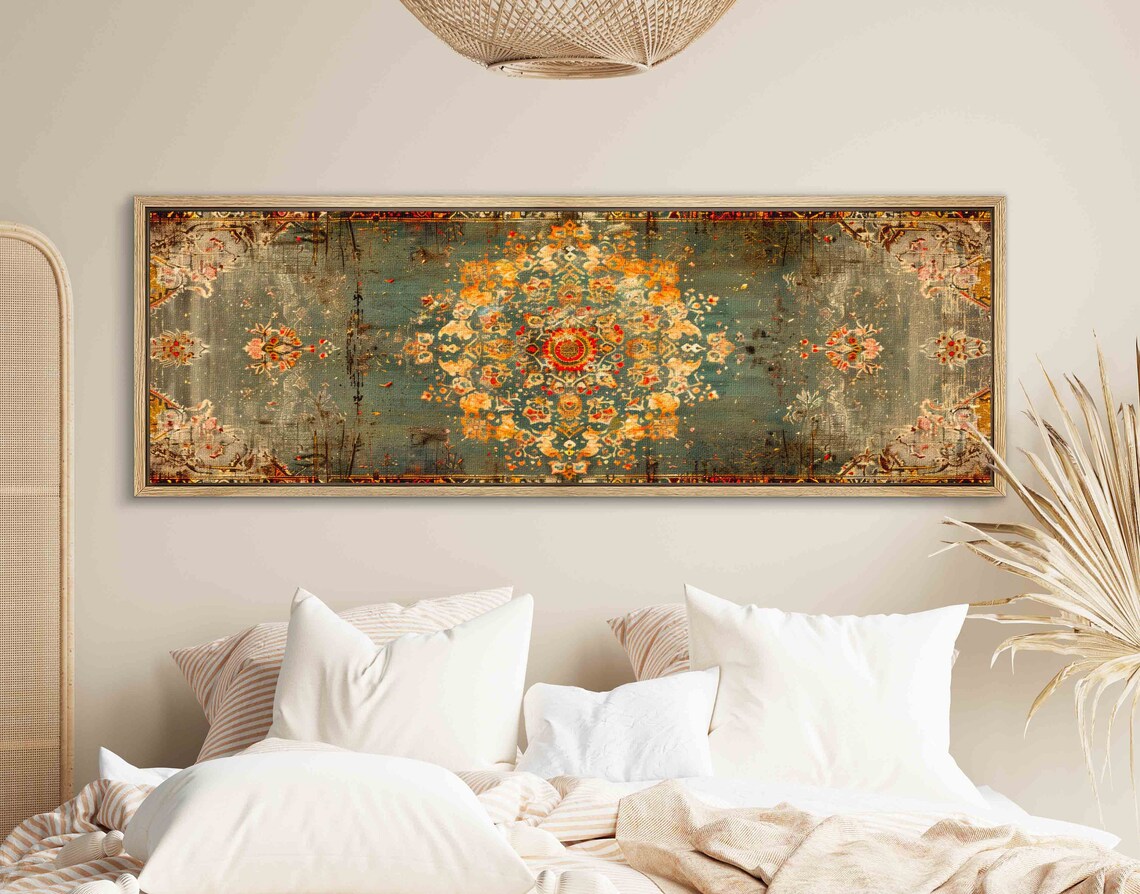 Beige Sage Green Eastern Tapestry, Vintage Art Print - Image 2