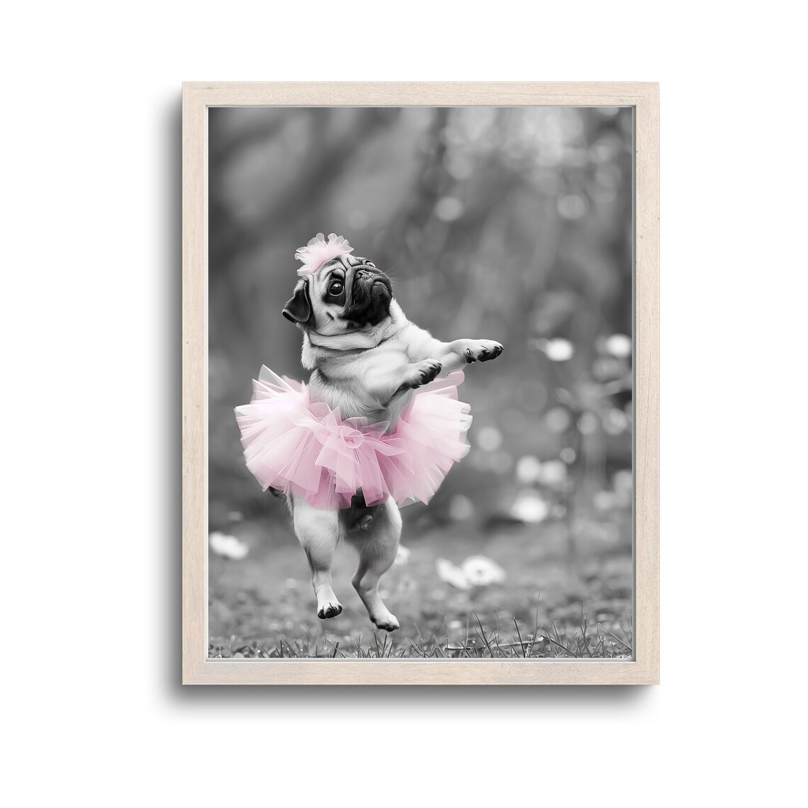 Funny Pug In A Dress Whimsical Dog Art Print