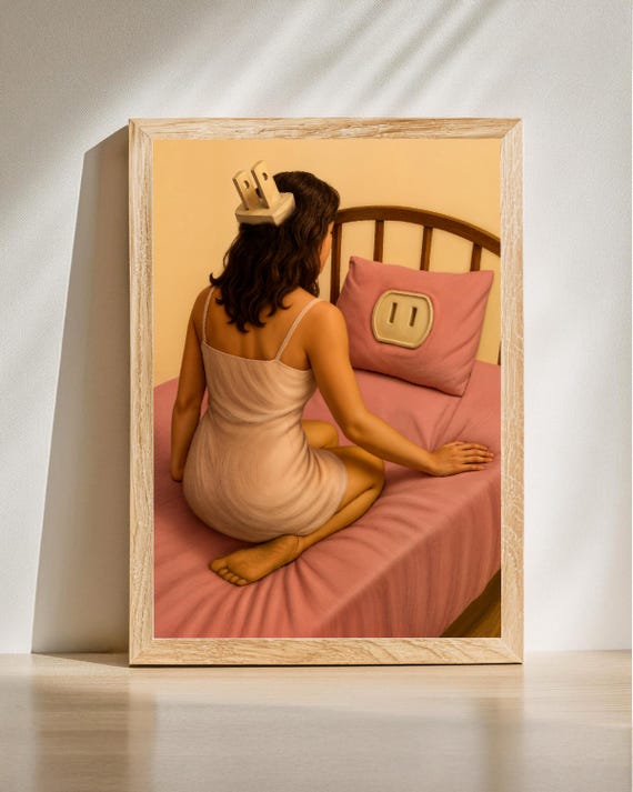 Plug And Socket Poster Bedroom Wall Art Conceptual Surreal Illustration Intimacy Metaphor Print